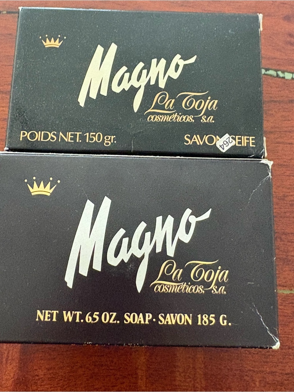 Vtg ‘70s Magno Soap La Toja  black glycerin bar soap l2 (150g & 185g) NOS Spain
